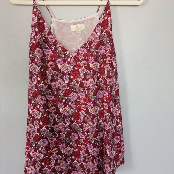 Loft pink floral tank double lined large - Picture 2 of 6